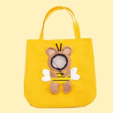 ペット用バッグ小さなミツバチのキャンバスバッグ猫用のヘッド出しバッグ携帯用外出用バッグ猫リュック