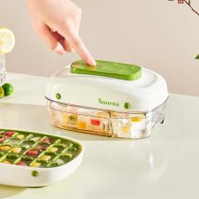 アイスキューブトレイ 押し出し式 家庭用氷製造器 蓋付き 冷蔵庫収納ボックス アイスキューブトレイ アイストレー · ミントグリーン – スタンダードタイプ